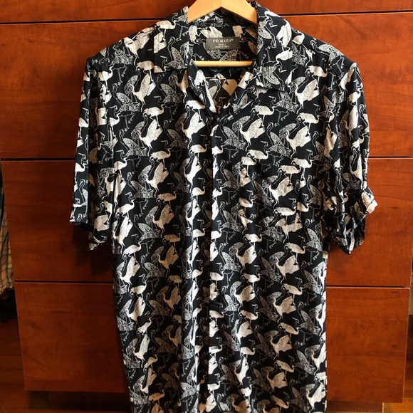 Black and white flamingo button down. - Picture 1 of 5